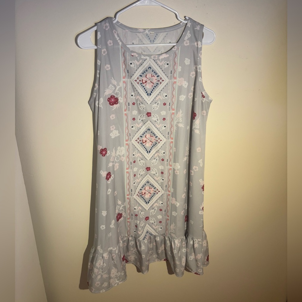 Multicolored floral ornamental babydoll sundress
